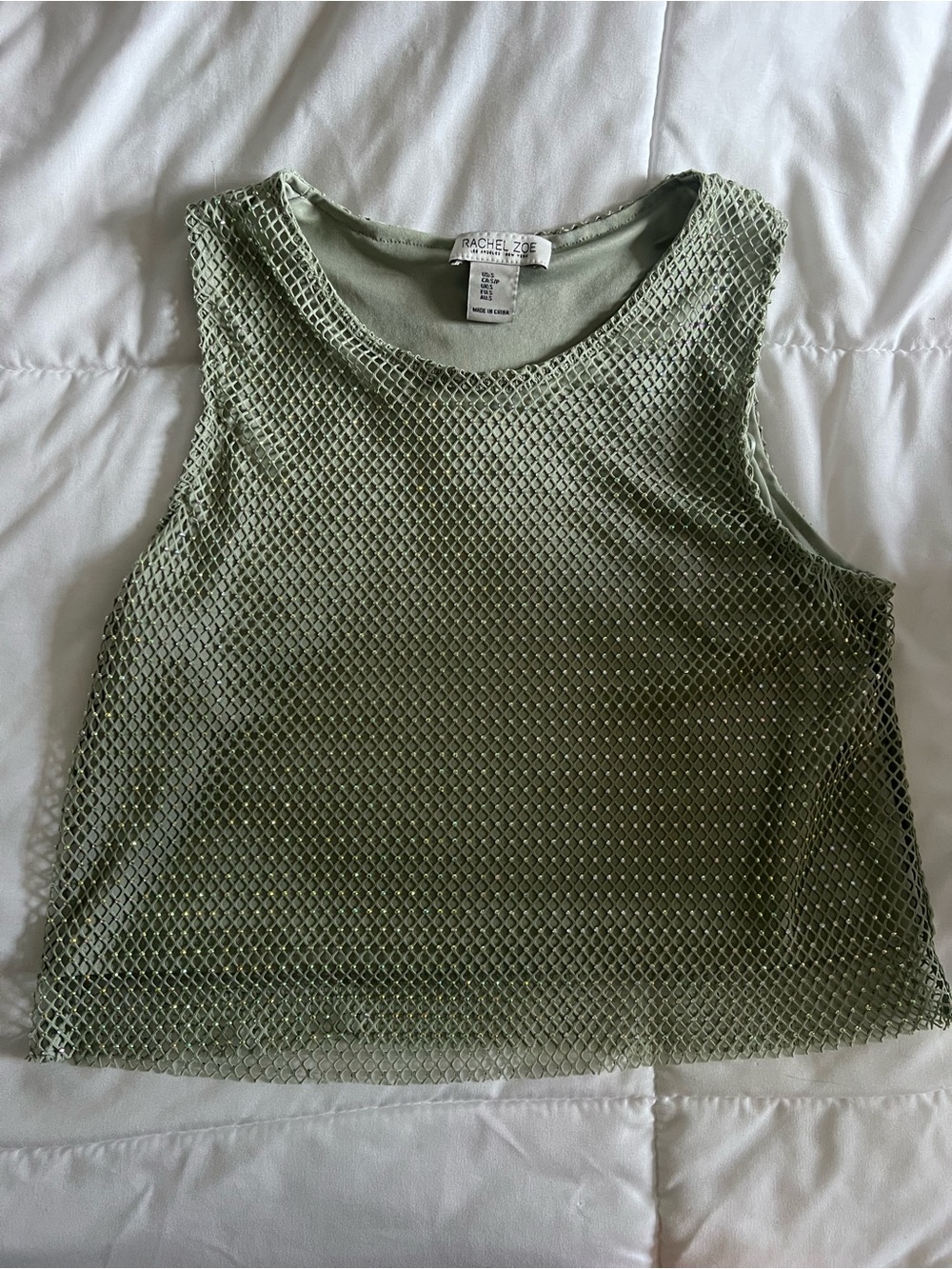 Rachel Zoe Light Green Sparkly Layered Tank